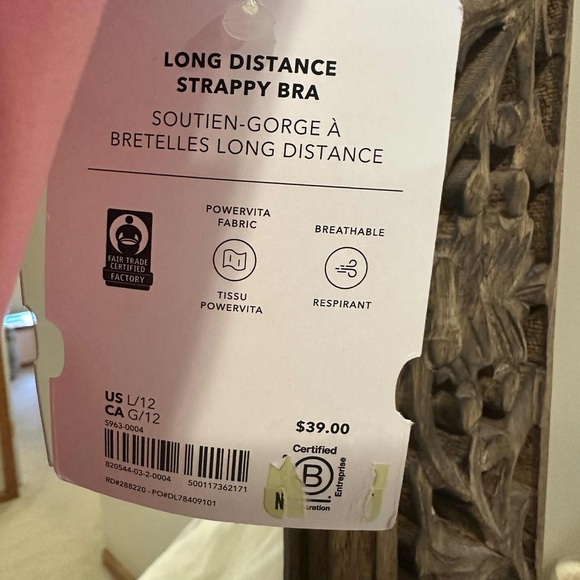 Athleta Girl Large 12 Girls Pink Long Distance Strappy Bra - Picture 3 of 3